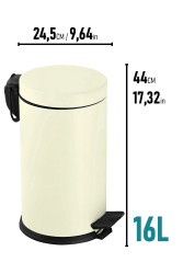 Eforeca Krem 16L Düz/Smooth Classic Çöp Kovası - 2